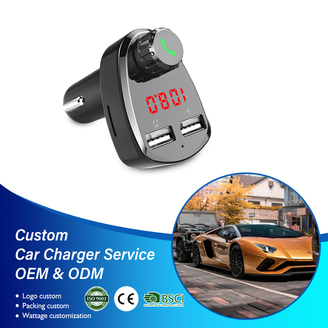 Dual USB Fast Charging for 5.0 FM Transmitter Hands-Free Car Stereo Sound Portable Car MP3 Player Car Charger Compatible