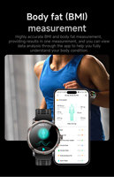 Montre connectée KC102 1.32 pouces AMOLED, étanche IPX8, surveillance ECG, suivi de la fréquence cardiaque, suivi scientifique du sommeil 24h/24, oxygène sanguin, HRV