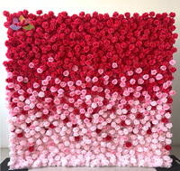 Mur de fleurs artificielles en soie décoratif enroulable V06 Rose Luxe 3D 5D 2,4m x 2,4m pour mariage, maison, salon