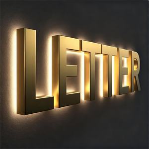 无最小起订量定制发光二极管标志定制金色哑光背光发光二极管字母标志商务发光二极管照明标志接收装饰 - Product Image 3