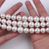 Chaîne de perles d'eau douce rondes Edison Zhuji de 12-14 mm en blanc et violet, perles semi-finies pour la fabrication de bijoux