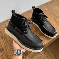 Nouvelles bottes décontractées en cuir véritable pour hommes, chaussures en cuir de vachette à lacets de haute qualité, style le plus vendu de l'usine de chaussures de Guangzhou
