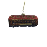 Voiturettes de funicular/voitures de montagne en verre soufflé peint à la main, style vintage, idéales comme pendentifs pour sapin de Noël