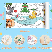 Rouleau de coloriage géant sur le thème des animaux, 118" x 15", pour enfants de 4 à 8 ans, perforé, facile à déchirer, emballage en boîte, rouleau de papier DIY