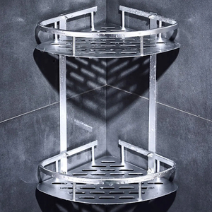 Soporte de exhibición de esquina de metal Estante de esquina de baño triangular de acero inoxidable Estante de almacenamiento de cosméticos de inodoro sin perforaciones - Product Image 3