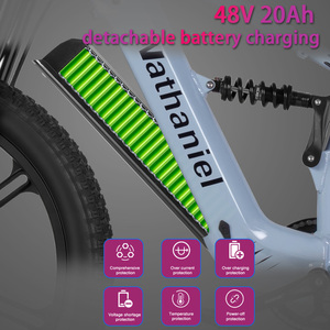 Vélo électrique tout-terrain Nathaniel SYR09 à double moteur 2000W, pneus larges 26*4.0, roue intégrée, <span class=keywords><strong>batterie</strong></span> amovible 48V 20Ah, 55KM/H, suspension souple - Product Image 5