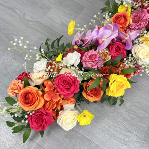Offre Spéciale 2m fleurs rouges rangée coureur rouge orange <span class=keywords><strong>soie</strong></span> rose décoration de mariage populaire fleurs artificielles coureur - Product Image 3