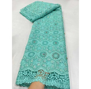 Vestido <span class=keywords><strong>de</strong></span> Mujer Africano Nigeriano con Lentejuelas Bordadas <span class=keywords><strong>de</strong></span> Alta Calidad, Encaje <span class=keywords><strong>de</strong></span> Guipur, Diseño Floral Ecológico, Última Moda - Product Image 6