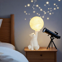 Lampe de chevet Ours polaire Ciel étoilé, Veilleuse pour chambre d'enfant, Lampe de table décorative