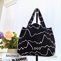 Nouveau sac fourre-tout décontracté pour femme, grande capacité, en polyester tissé, doublé, avec deux compartiments en forme d'oreiller, fermeture ouverte, motif bonbon, toutes saisons