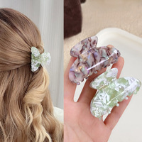 WENHUI ODM Pince à cheveux en acétate écologique pour femme, 6 cm, taille moyenne, motif léopard coloré, texture demi-épingle, personnalisable
