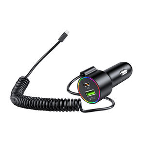 Agetunr नई हॉट कार चार्जर पोर्टेबल t86d qc3.0 18w पोर्ट + प्रकार c 36w पोर्ट 135 सेमी स्ट्रेचबल केबल फास्ट चार्ज rgb प्रकाश - Product Image 3