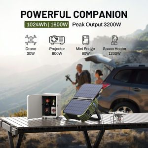 Générateur solaire portable 1600W MPPT, station d'alimentation, chargeur de voiture, batterie LiFePO4, onde sinusoïdale pure AC/DC/USB pour les situations d'urgence en extérieur - Product Image 5