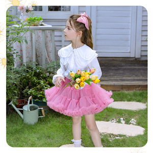 Conjunto de 2 Piezas para Niñas: <span class=keywords><strong>Camisa</strong></span> con Cuello con Volantes <span class=keywords><strong>y</strong></span> <span class=keywords><strong>Falda</strong></span> Tutú Degradada, Traje Dulce de Princesa para Cumpleaños, Ropa para Niñas Pequeñas al por Mayor - Product Image 2