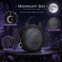 Sac à bandoulière personnalisé Midnight Bat Ita Bag avec sangle réglable, quincaillerie couleur bronze, poche arrière zippée et doublure motif Nuit étoilée