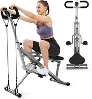 Máquina de sentadillas para el hogar, máquina de ejercicio de equitación, 4 bandas de resistencia ajustables, máquina de paseo y Remo