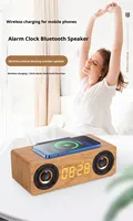 Enceinte Bluetooth multifonctionnelle avec lecteur de carte USB, radio FM, chargeur sans fil et horloge