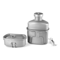 Ensemble bouilloire, boîte à lunch et bouteille d'eau en titane pur 1-2L, multifonctionnel, léger, portable, pliable et épaissi pour le camping en extérieur