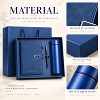 A5 Hochwertiges Notizbuch-Geschenkset mit Personalisiertem Cover & Innenseiten, Kugelschreiber, Thermosflasche & USB-Stick als Geschäftsgeschenke