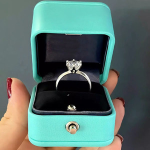 Blue PU Leather <b>Ring</b> <b>Box</b> with Button Clasp, Luxury Jewelry Gift <b>Box</b> for <b>Rings</b> & Earrings - Product Image 6