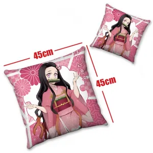 45*45CM Demon Slayer Kimetsu no Yaiba Cartoon Pattern Anime Stuffed Animal Toys Plush Pillow With Pillow Inner