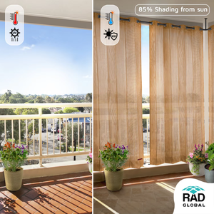 Beige Brown HDPE Eyelet Outdoor Curtains 150 GSM with Warm Natural Texture Weather Resistant Comfort and Elegant Outdoor - Product Image 3