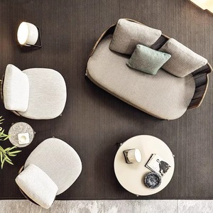 Fauteuil en rotin d'extérieur avec coussin, structure en alliage d'aluminium, mobilier de patio contemporain pour terrasse, balcon, jardin - Product Image 4