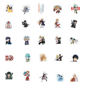 2 diseños 50 unids/bolsa vinilo Anime espada arte en línea SAO pegatinas para monopatín teléfono equipaje portátil bicicleta equipaje Decoración - Product Image 2