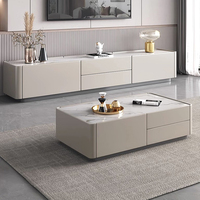Table basse et meuble TV combinés, design moderne et épuré, haut de gamme, sur pied, pour mobilier de maison, ensemble minimaliste pour salon