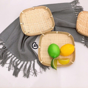 ตะกร้าไม้ไผ่สานแบบโค้งสำหรับใส่ของ,ตะกร้าไม้ไผ่สานแบบตื้นทำจากไม้ไผ่ - Product Image 3