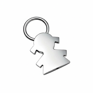 Portachiavi in metallo a forma di bambina, finitura argento, per bambini e regali - Product Image 2