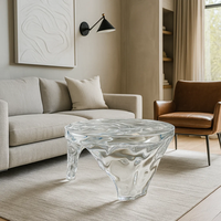 JingYue table à thé en résine de luxe transparente personnalisée meubles fabriqués à la main pour les espaces commerciaux hôtels salons