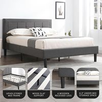 Lit plateforme rembourré en tissu pour chambre à coucher – Tailles Queen/King/Single – Offre spéciale