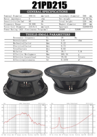 Haut-parleur subwoofer de 21 pouces, 5200 W de puissance élevée, aimant simple, 400 mm, bobine vocale de 8,5 pouces, haut-parleur de haute qualité.
