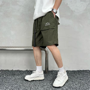 Plus Size Solid Casual Nylon Worsted <b>Men's</b> Elastic Waist Cargo Jogger <b>Shorts</b> with Digital Printing - Product Image 3