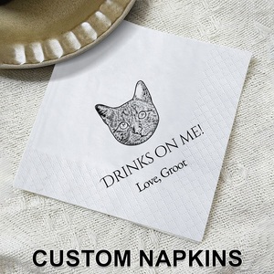 <span class=keywords><strong>Tovaglioli</strong></span> per Cocktail con Animali Domestici, Moderni e Popolari per Matrimoni e Ricevimenti Natalizi, Illustrazioni Personalizzate <span class=keywords><strong>di</strong></span> Cani e Gatti - Product Image 5