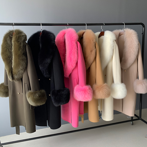 Luxury Double-Breasted Wool Winter <strong>Coats</strong> <strong>for</strong> Ladies Wholesale Double Faced High End Belt <strong>Long</strong> <strong>Women</strong> Cashmere <strong>Coat</strong> With Fox Fur - Product Image 6