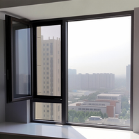 Ventana Abatible de Aluminio con Rotura de Puente Térmico, Apertura Interior, Doble Acristalamiento, Sistema Moderno de Ahorro Energético para Apartamentos y Hoteles