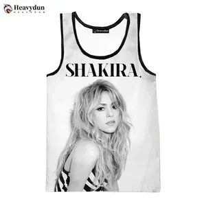 Yeni şarkıcı Shakira 3D dijital baskı Tank Top erkekler için sıcak özel baskı grafik kolsuz üstler baskılı 3D T gömlek