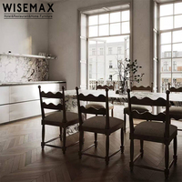 Chaise de salle à manger WISEMAX FURNITURE de style français en tissu bouclé, cadre en bois de frêne, design crème blanc, chaise de cuisine pour hôtel et restaurant