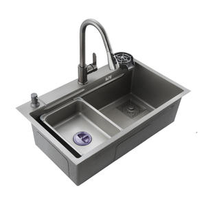 Fregadero de cocina hecho a mano SUS304 | Acabado gris pistola nano | Lavabo grande de un solo tazón bajo encimera - Product Image 1