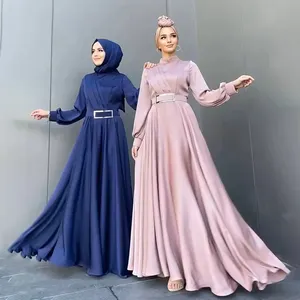 Pakaian abaya Satin gaun muslim wanita gaun abaya satin fashion grosir pakaian Islami