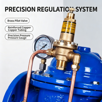 Vanne de réduction de pression hydraulique PN16 200X-16Q, régulateur de pression pilote réglable pour système d'incendie