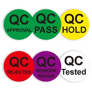 Bonne vente autocollants d'étiquette étanches autocollant qc personnalisé contrôle de la qualité du transport autocollants approuvés QC