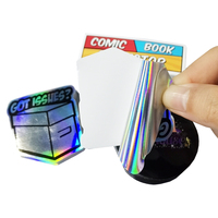 Autocollants personnalisés en PET holographique découpés sur mesure avec finition arc-en-ciel pour scellage de boîtes de bandes dessinées et ensembles d'étiquettes de cartes, pour utilisation en gros