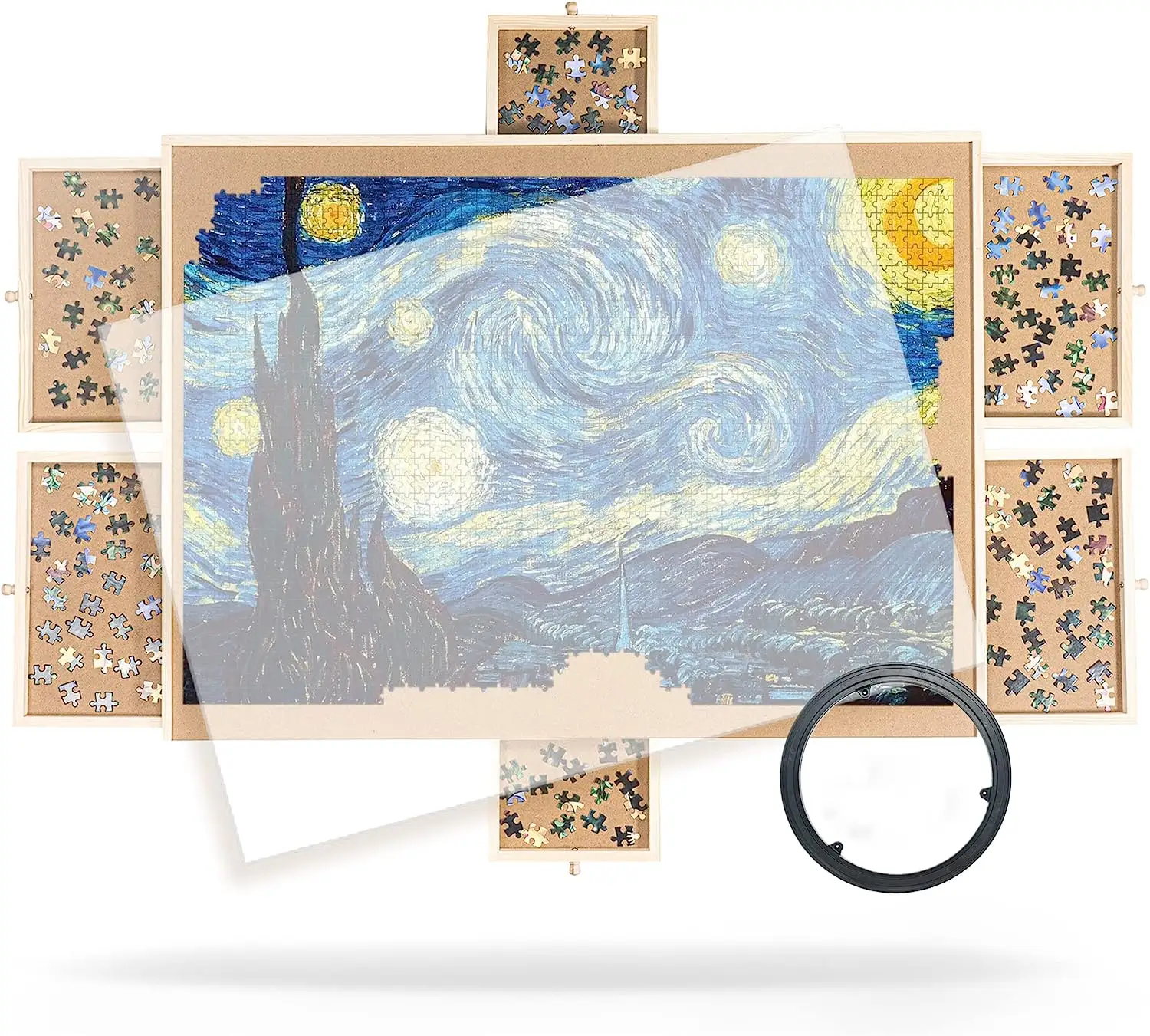 portable jigsaw puzzle board with drawing 1500 piece wooden jigsaw folding puzzle board