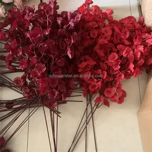 A-193 Red Modern Style Artificial Flower Decoration Wedding Ceiling Arrangement Silk Burgundy Flowers Big Butterfly Leaves