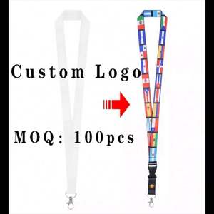 Custom Eco-friendly Polyester Business ID Lace Key Cord Lanyards with ID Holder <b>Hook</b> Silk Screen Printing - Product Image 2