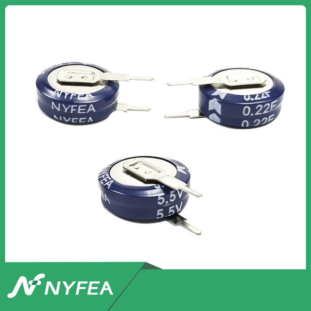 NYFEA NB5R5V224N-E 5.5V 0.22F Button Supercapacitors 11.5x4.5x5mm SOP-8 Through-hole RTC CMOS SRAM Memory Backup Supply