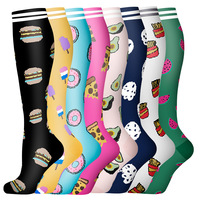 Chaussettes de compression motif alimentaire bons bas de soutien pour infirmière en cours d'exécution cyclisme varices